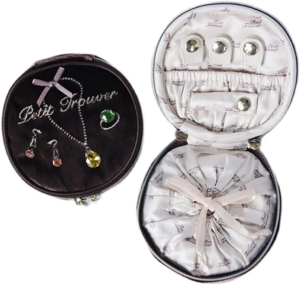 9x9x5 botany variable landownership cm) (D About 9x9x5 cm) Velvet Round Jewelry Bag Travel Portable Ring Earrings Watch Bracelet Jewelry Box Jewelry Box (Color : D, Size : About 