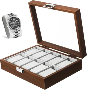 Accessories Large Display Case Watch Boxes unaided Winder Cases Watch Storage Organizer Rack Travel Watch Case Sports Watch Case Car Wooden Coffee TENDYCOCO Watch Storage Box Coin Jewelry Case Watch 