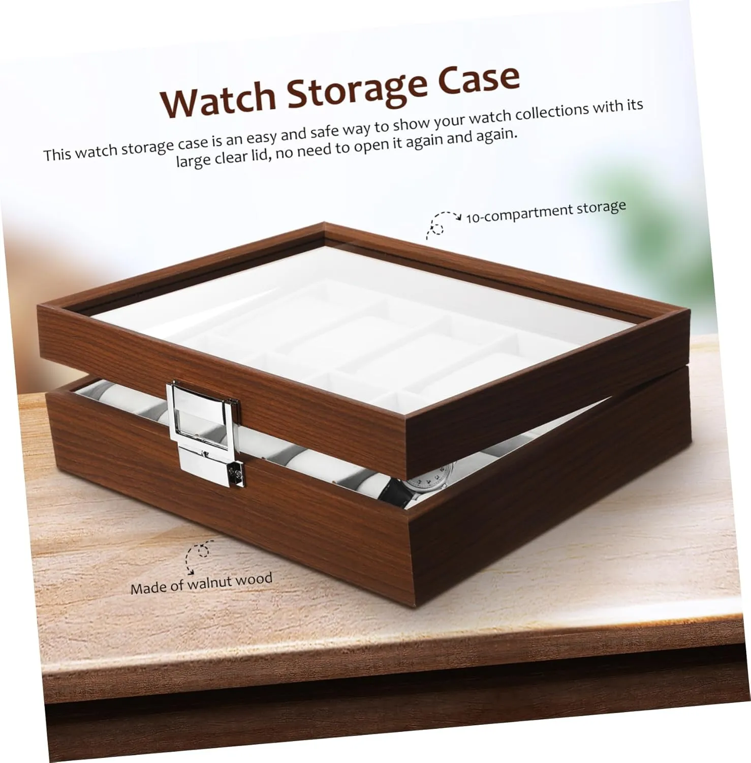 Accessories Large Display Case Watch Boxes unaided Winder Cases Watch Storage Organizer Rack Travel Watch Case Sports Watch Case Car Wooden Coffee TENDYCOCO Watch Storage Box Coin Jewelry Case Watch 