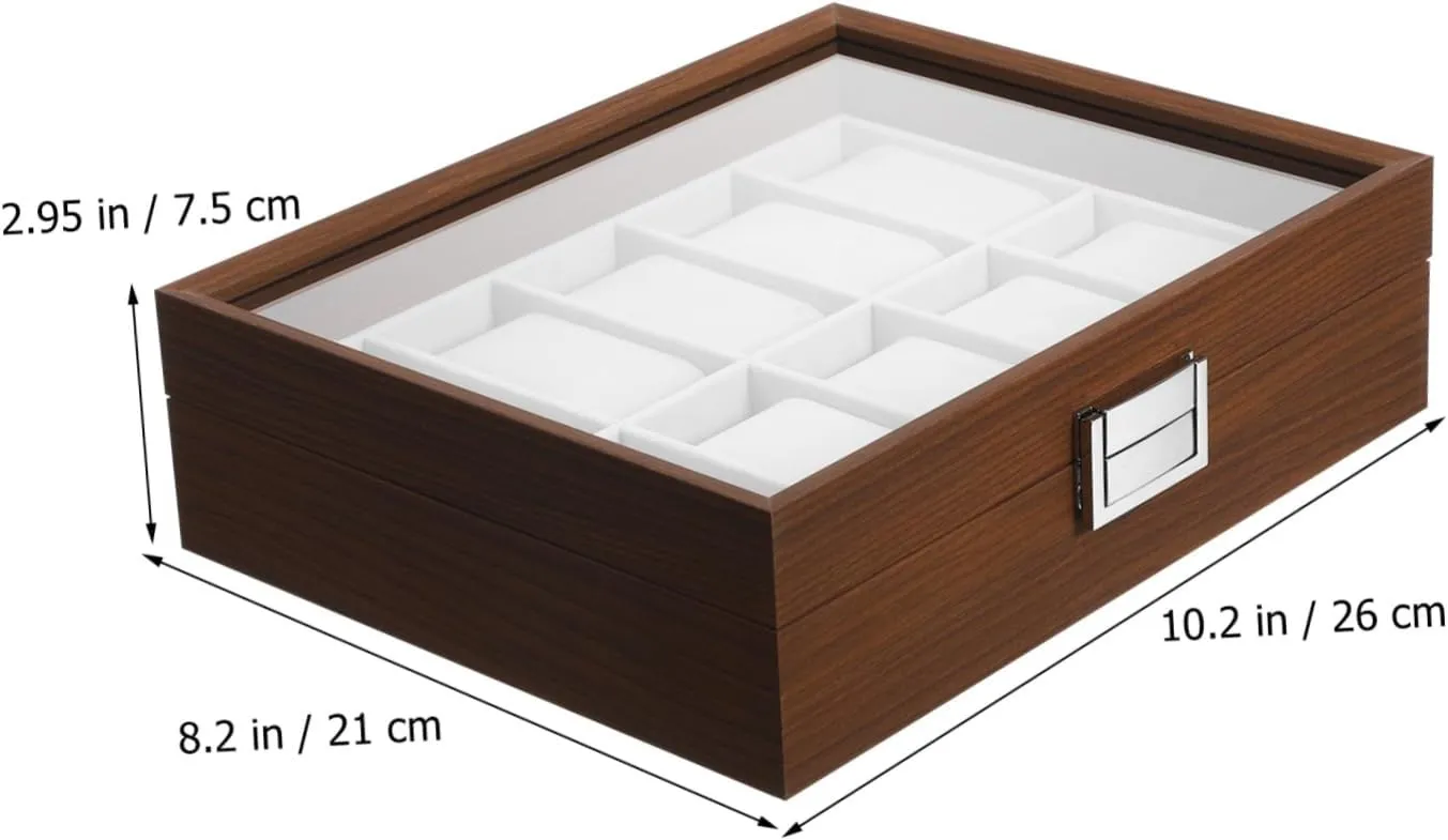 Accessories Large Display Case Watch Boxes unaided Winder Cases Watch Storage Organizer Rack Travel Watch Case Sports Watch Case Car Wooden Coffee TENDYCOCO Watch Storage Box Coin Jewelry Case Watch 