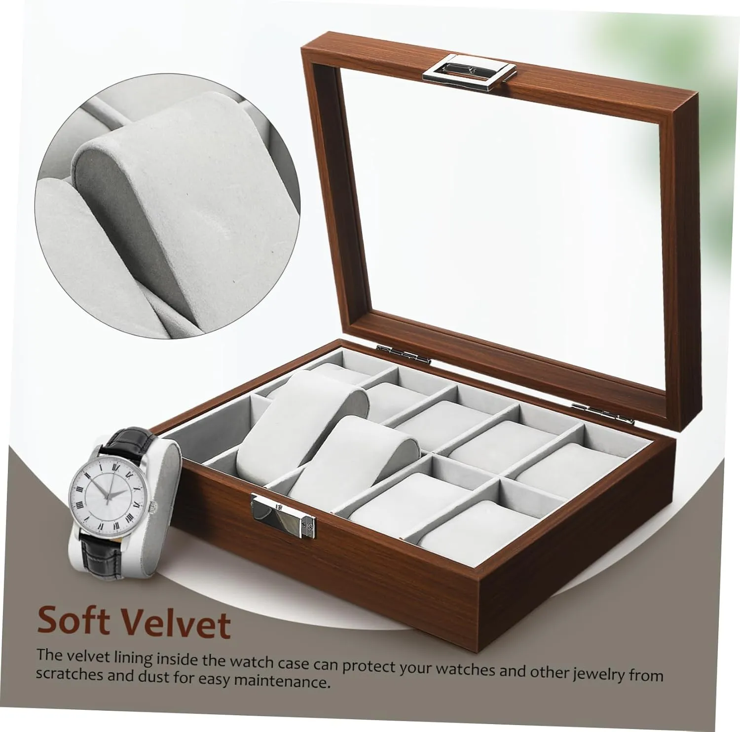 Accessories Large Display Case Watch Boxes unaided Winder Cases Watch Storage Organizer Rack Travel Watch Case Sports Watch Case Car Wooden Coffee TENDYCOCO Watch Storage Box Coin Jewelry Case Watch 