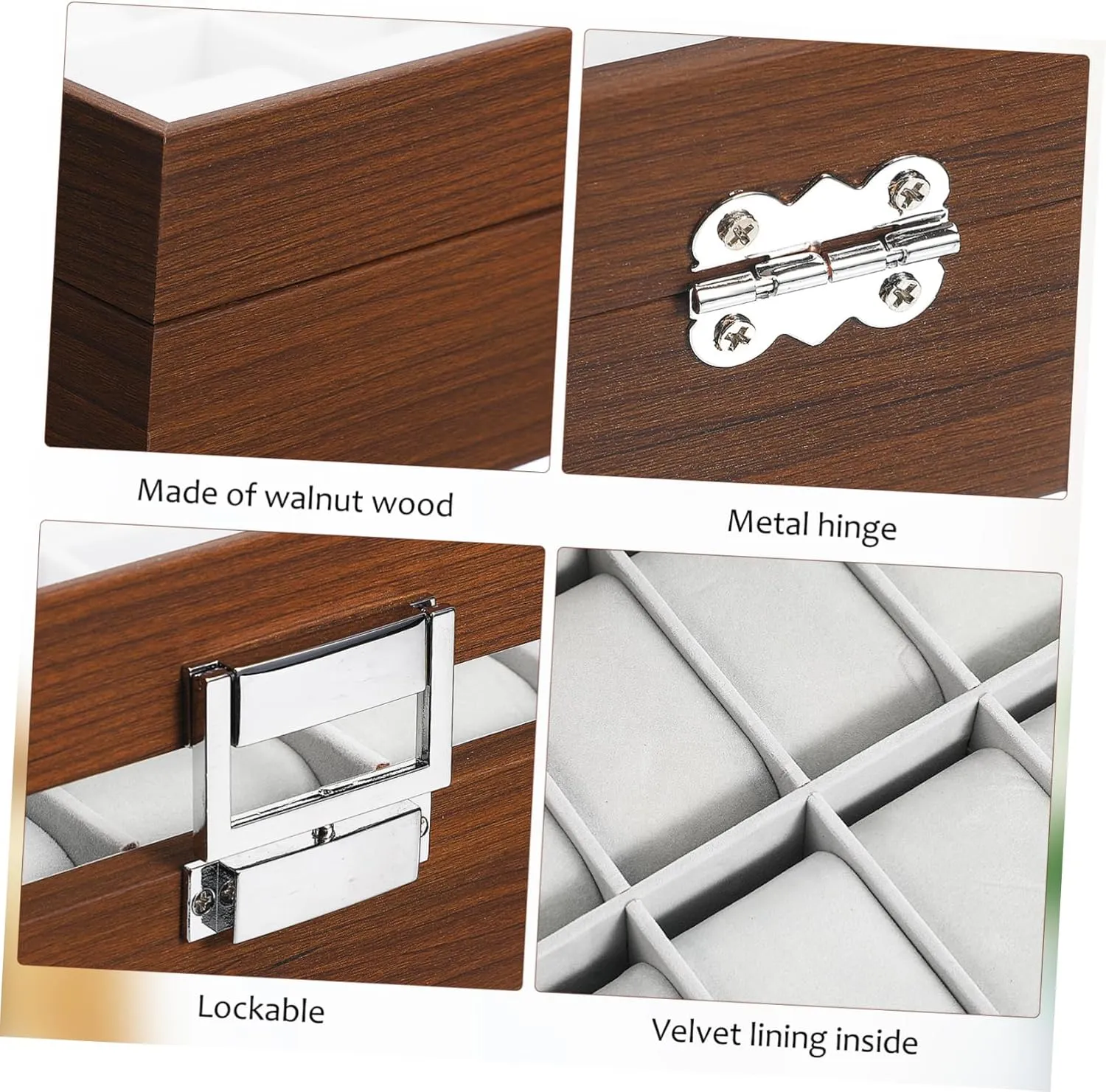 Accessories Large Display Case Watch Boxes unaided Winder Cases Watch Storage Organizer Rack Travel Watch Case Sports Watch Case Car Wooden Coffee TENDYCOCO Watch Storage Box Coin Jewelry Case Watch 