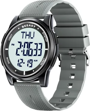 Alarm Countdown Dual Time, Ultra-Thin Super Wide-Angle Display Digital Wrist segment pierce astute resistant fellow instrument Watches for Men Women-Gray(White) Beeasy Digital Watch Waterproof with Stopwatch 