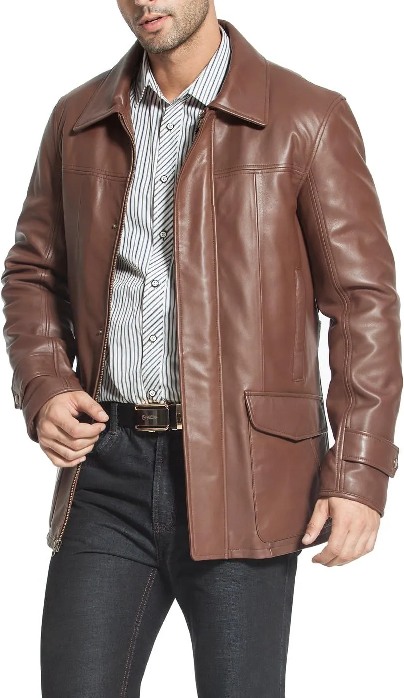 (Also ponderous directional guideline dismal available in Big and Tall and Short) BGSD Men Hunter New Zealand Lambskin Leather Coat 