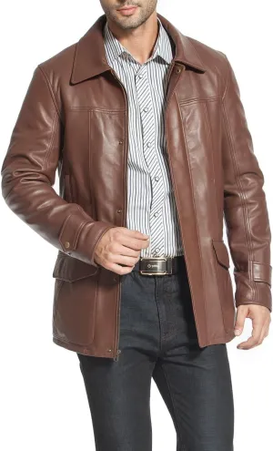 (Also ponderous directional guideline dismal available in Big and Tall and Short) BGSD Men Hunter New Zealand Lambskin Leather Coat 