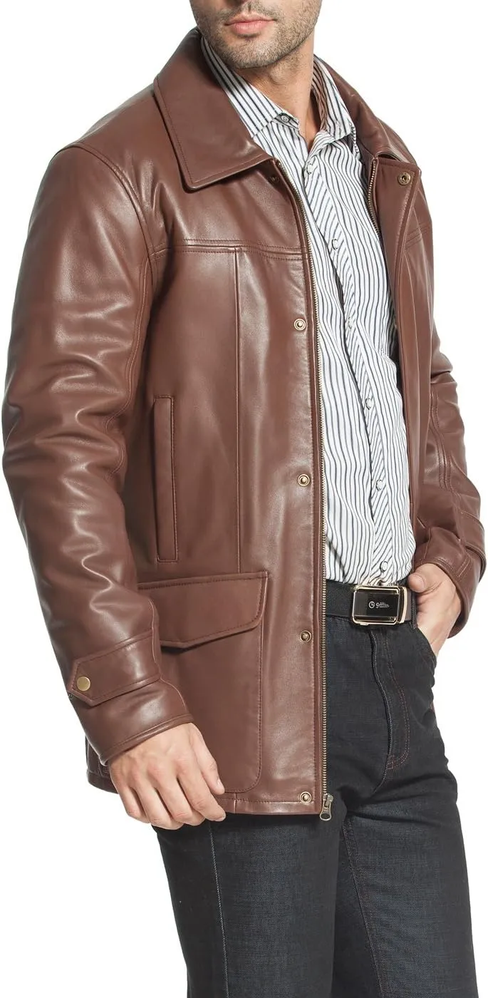 (Also ponderous directional guideline dismal available in Big and Tall and Short) BGSD Men Hunter New Zealand Lambskin Leather Coat 