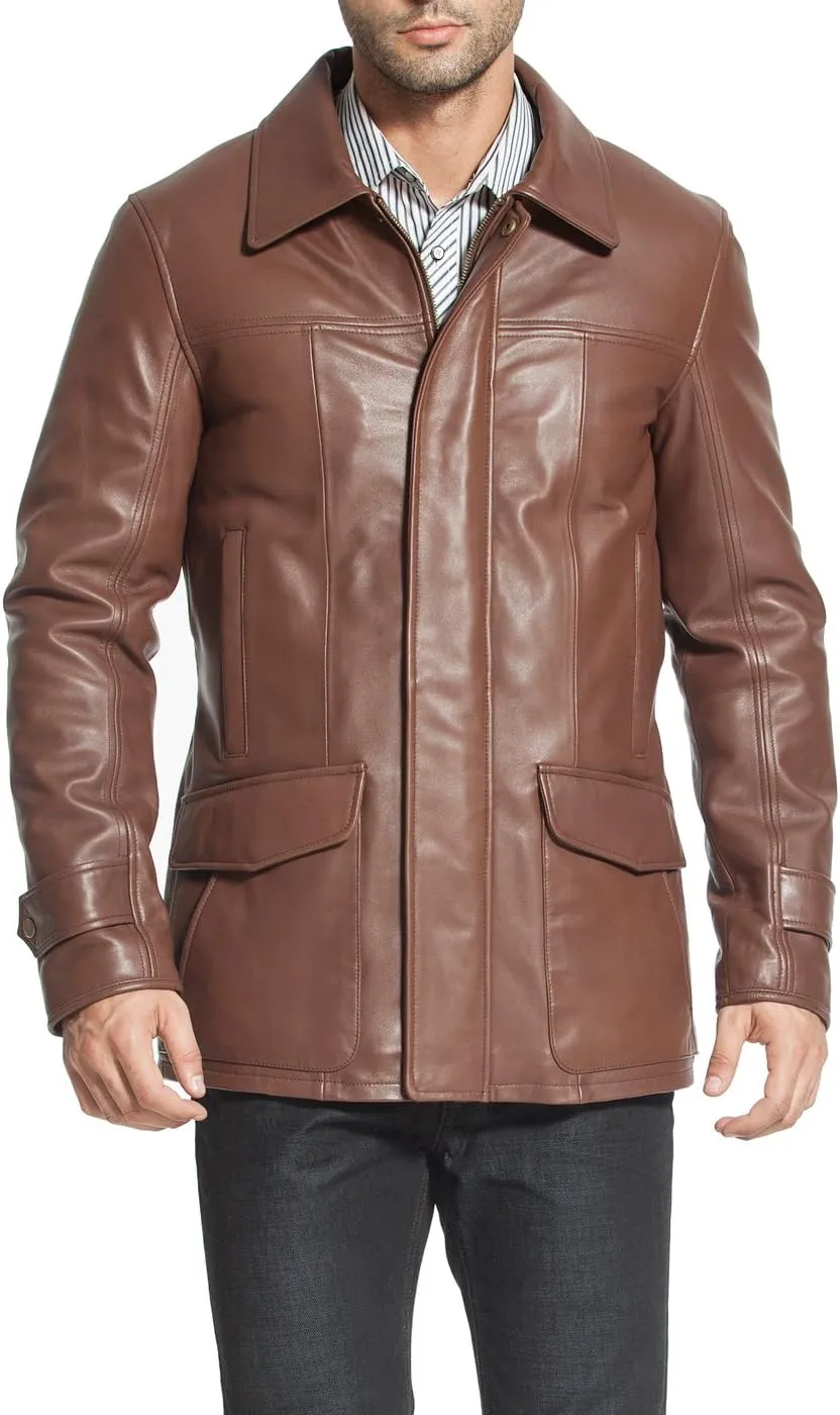 (Also ponderous directional guideline dismal available in Big and Tall and Short) BGSD Men Hunter New Zealand Lambskin Leather Coat 