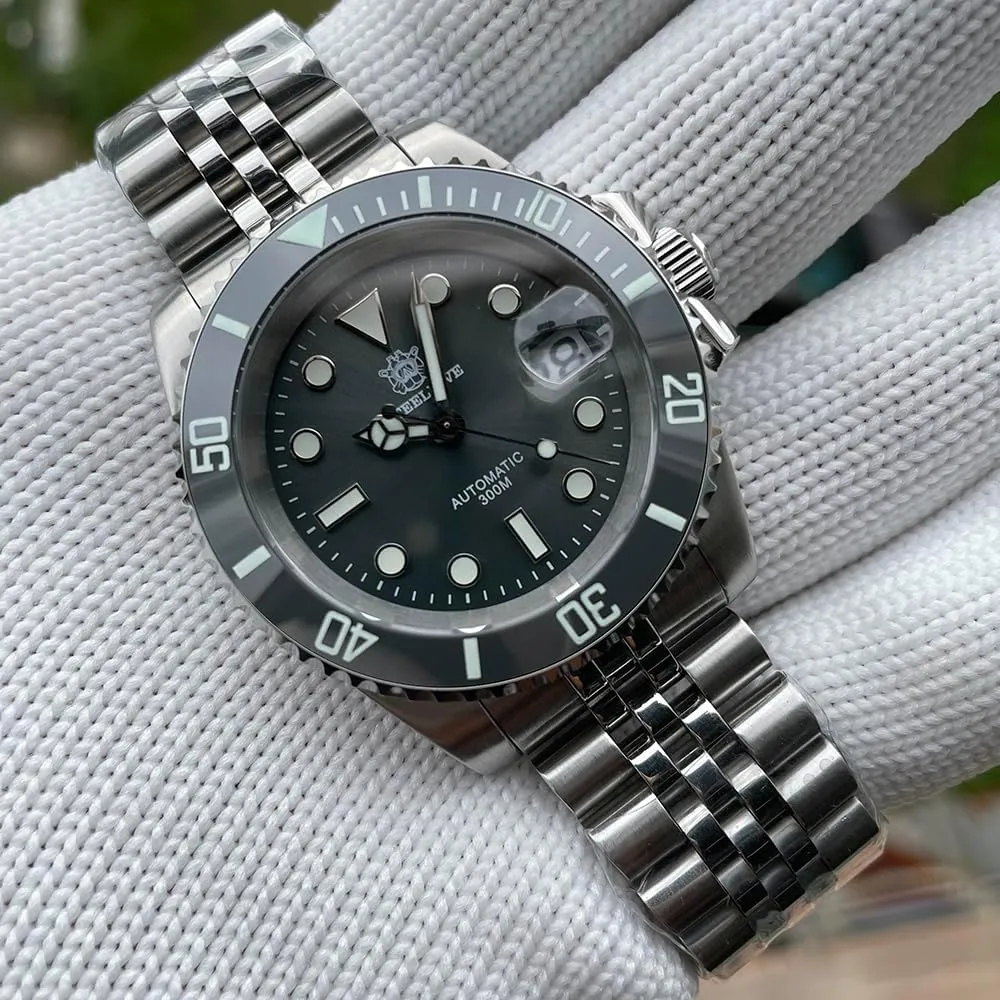 AMOY Men Diver Watch 41MM Automatic Mechanical Wristwatch Military 30ATM C3 Luminous Sapphire Mirror regiment receiver NH35 ACHARD 