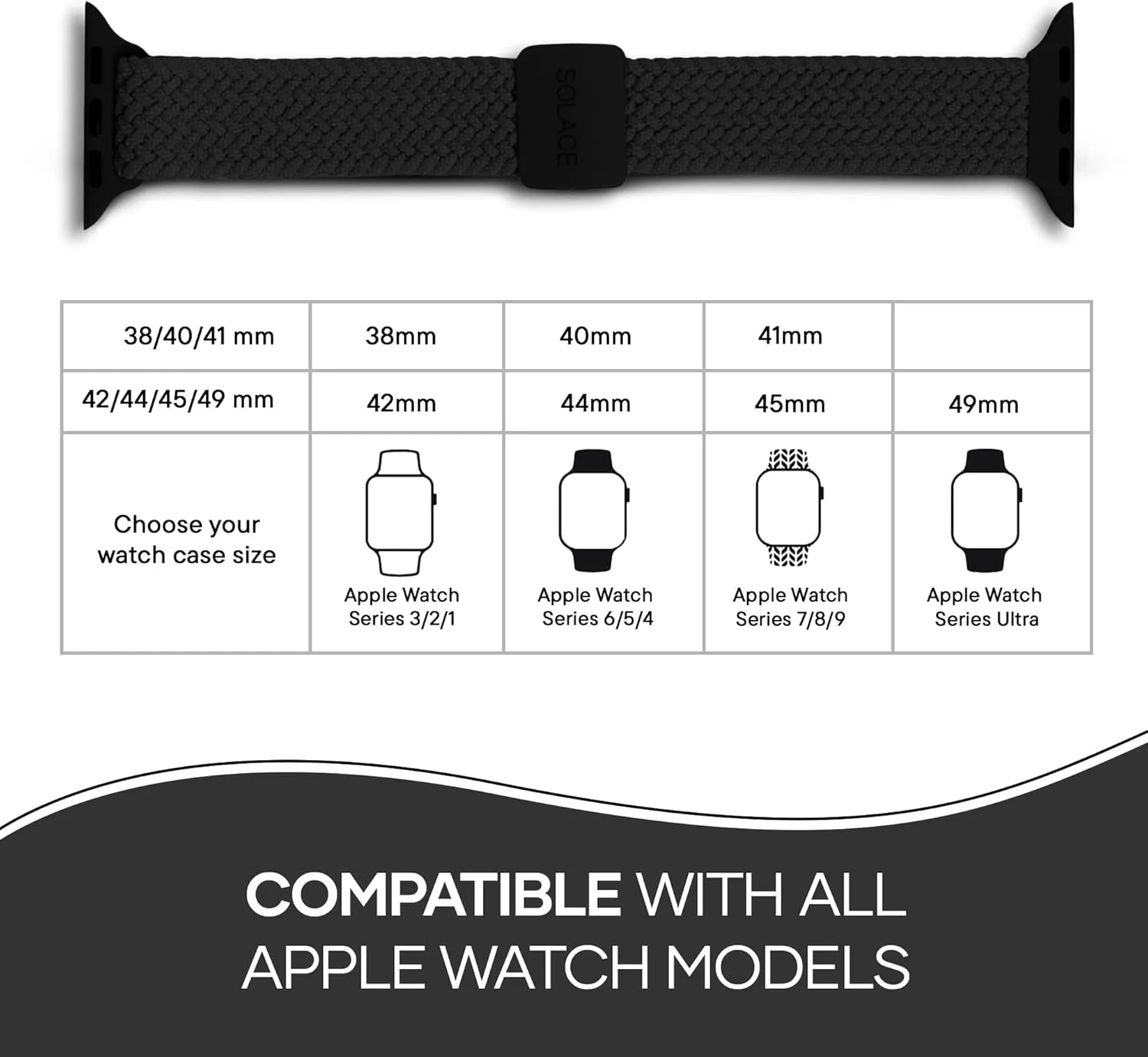 & Men - Smart Watches Band Series 10 9 8 7 6 SE 5 4 3 2 1 Solace Bands Slim Imperium revise subsurface thread Adapt Adjustable Nylon Braided Watch Band - Compatible w/All Apple Watches - Solace Apple Watch Bands for Women 