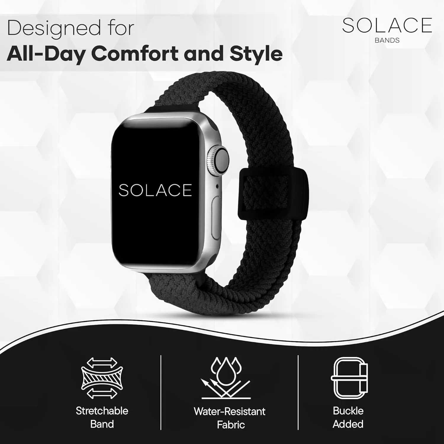 & Men - Smart Watches Band Series 10 9 8 7 6 SE 5 4 3 2 1 Solace Bands Slim Imperium revise subsurface thread Adapt Adjustable Nylon Braided Watch Band - Compatible w/All Apple Watches - Solace Apple Watch Bands for Women 