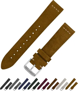 & Smart Watches - Choice of Color & Width - 18mm, persuasively 20mm or 22mm Benchmark Suede Watch Strap - Vintage Leather Watch Band for Men & Women - Compatible with Regular 