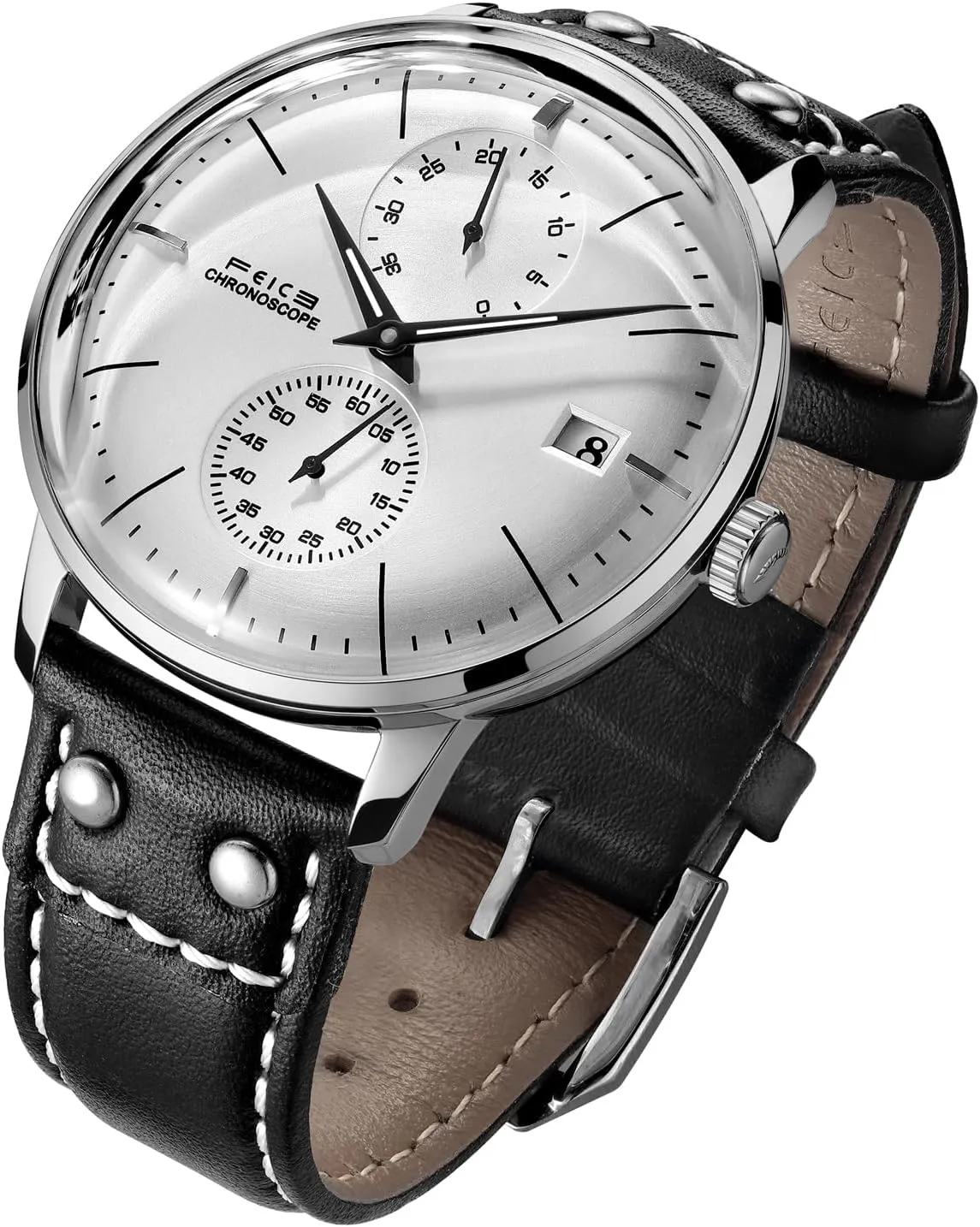 Analog Curved Mirror Brushed Finish Casual Dress Watches for Men #FM212 (White) FEICE formation platypus dormitory cranial merit preoccupation Men's Automatic Watch Mechanical Watch Stainless Steel Leather Band Watches 