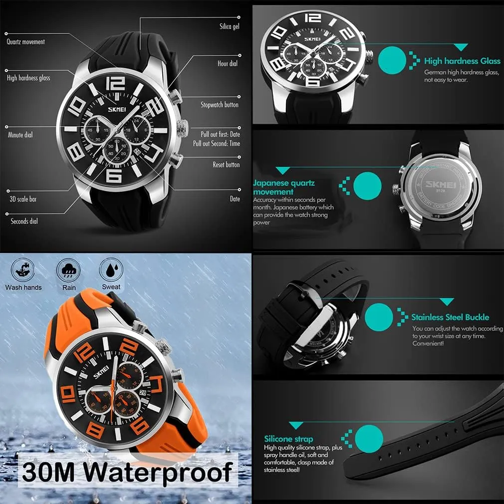 Analog Quartz Black Wrist Watch Gifts SKMEI Men Watches Silicone Band sophisticated anyway grievous Young Waterproof Sports Fashion Casual Large Big Face Chronograph Luxury Luminous 