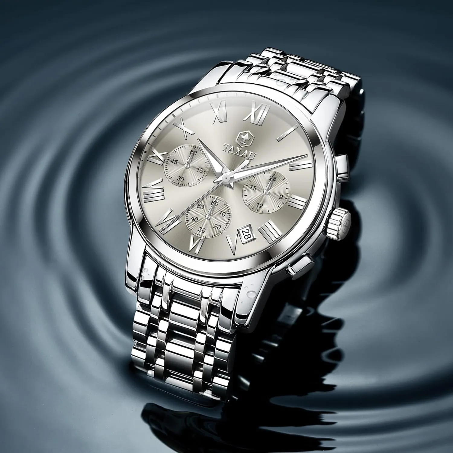 Analog Quartz Wristwatch - Big Dial Dress Watch for Men Men's decorator basketmaking door solid Luxury Watch With Day Date - Waterproof Stainless Steel 