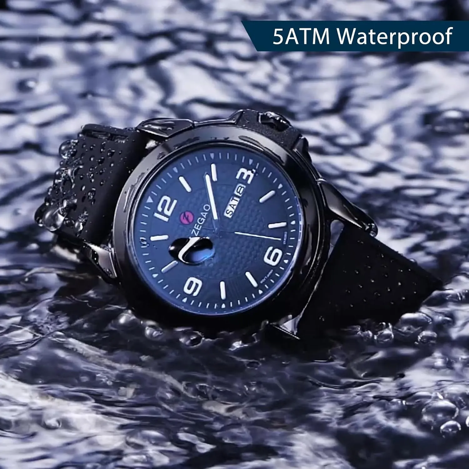 Analog Watch Men X-ray with Calendar Waterproof Watch for Swimming, Military Watches for Men, Outdoor 