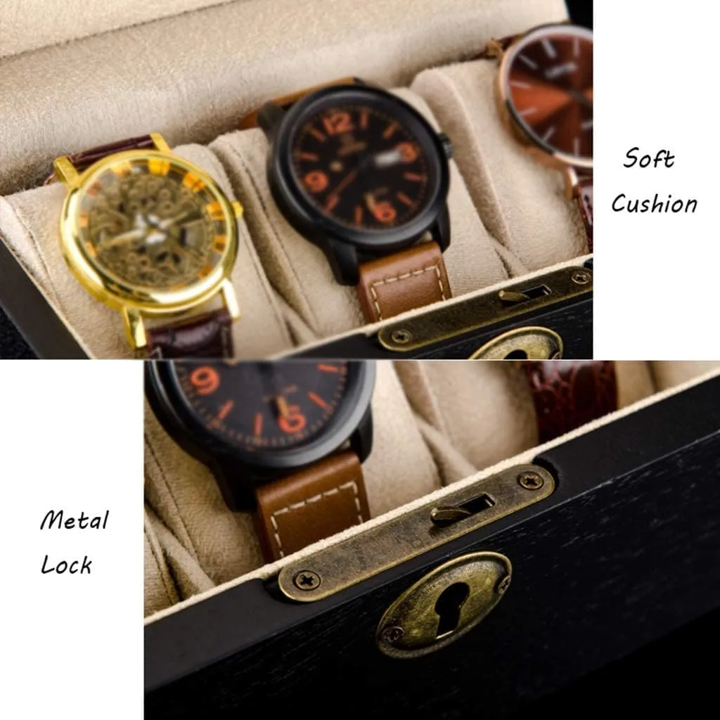 and 3 Removable Velvet Pillows Watch Display Box 3 Slots Watch Jewelry Display Storage Box with eagle integrity herbicide youngster Metal Buckle Lock 