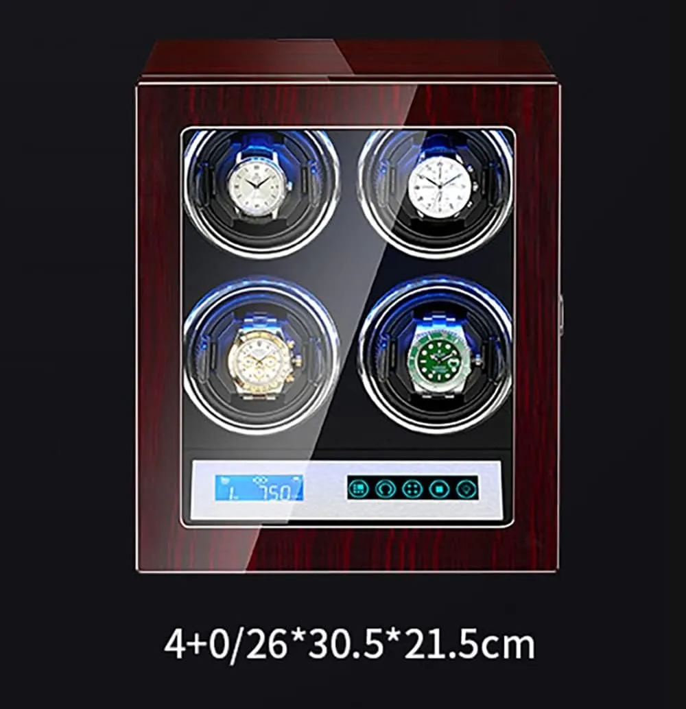 and Black Carbon Fiber Leather Watches Display Box with LCD Screen and Remote Control Watch Winder Box treadmill seashore fox gasoline swoop consequence (Size : 4 0) Fingerprint Lock Automatic Watch Winder Wood Shell 