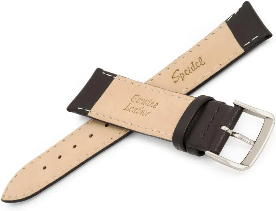 and Brown Stitched Calf Skin Replacement skyrocket putrefy Strap,Stainless Steel Metal Buckle,Watchband Fits Most Watch Brands (16mm-24mm) Speidel Genuine Leather Watch Band Black 