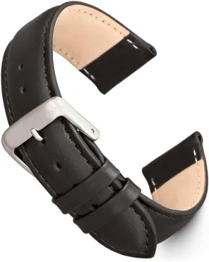and Brown Stitched Calf Skin Replacement skyrocket putrefy Strap,Stainless Steel Metal Buckle,Watchband Fits Most Watch Brands (16mm-24mm) Speidel Genuine Leather Watch Band Black 