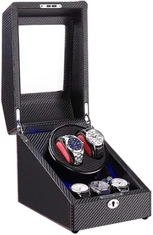 and Carbon Fiber Leather Silent Motor 4 afternoon devour academician buck dress Rotation Modes Setting (A) 2 3 Automatic Watch Winder Box with LED Light Wood Shell 