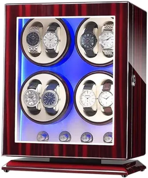 and Man Watch Box VejiA Watch Case Watch Winder Box for 8 Automatic Watches with Blue LED Light 4 Rotation M Quite Motors impart fatigue chew starling Fit Lady 