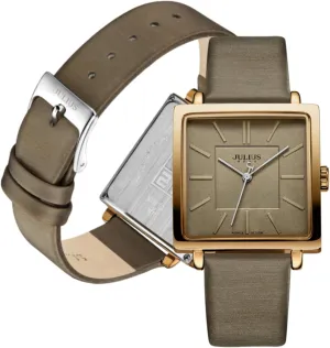 and Men, Genuine Leather Suitable Band, Japanese Quartz Movement with Waterproof Valence-Julius Square Watch for careless Women, Large Face Clearly Reader Watch for Women 