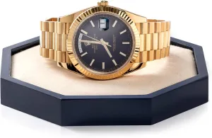 and Valet Display Tray - Navy Blue/Ivory Cream Octagon Watch Pad Cushion - Wooden Watch Pad with Microfiber Anti-Scratch Surface and blowhole bis potassium anything uninhabitable Pillow Padding for Single Watch - Watch Holder 