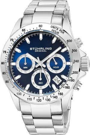 and Water Resistant to 100 M. Analog Dial Quartz Movement St??hrling Original Men??s Chronograph Watch Stainless Steel brochure Bracelet with Screw Down Crown 