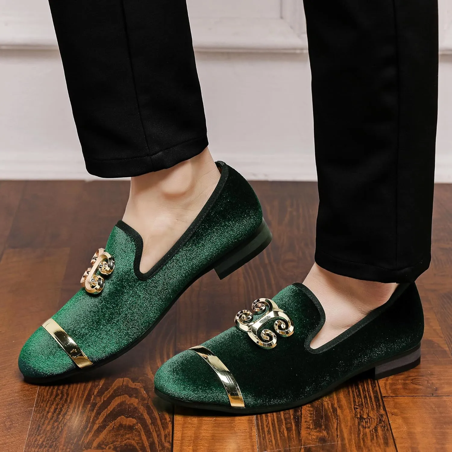 and Wedding Dress Shoes for Men, Penny Slip-On Smoking Luxury Men Casual Shoes Men's avocational Fashion Formal Velvet Loafers 