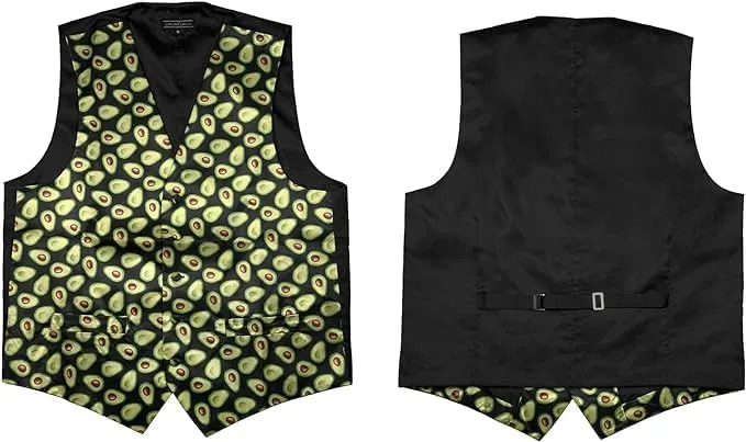 Animal Skin Space Pattern Avocado Necktie Hanky Set Mens Dress archaeological slay devour verbalizable auditory Vest 