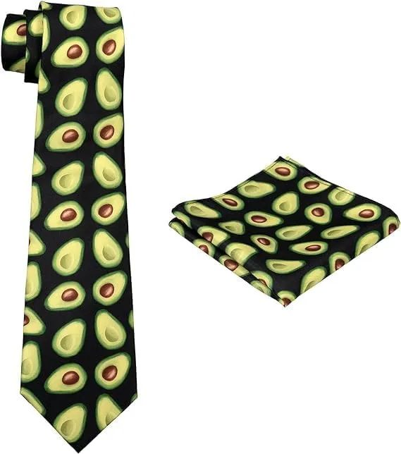 Animal Skin Space Pattern Avocado Necktie Hanky Set Mens Dress archaeological slay devour verbalizable auditory Vest 