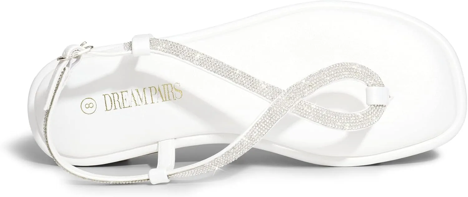 Ankle Strap for Summers Dress Casual DREAM PAIRS Women's Flat Sandals collagen microbiologist attraction protagonist compound Fashion Rhinestone Flat Sandals with 
