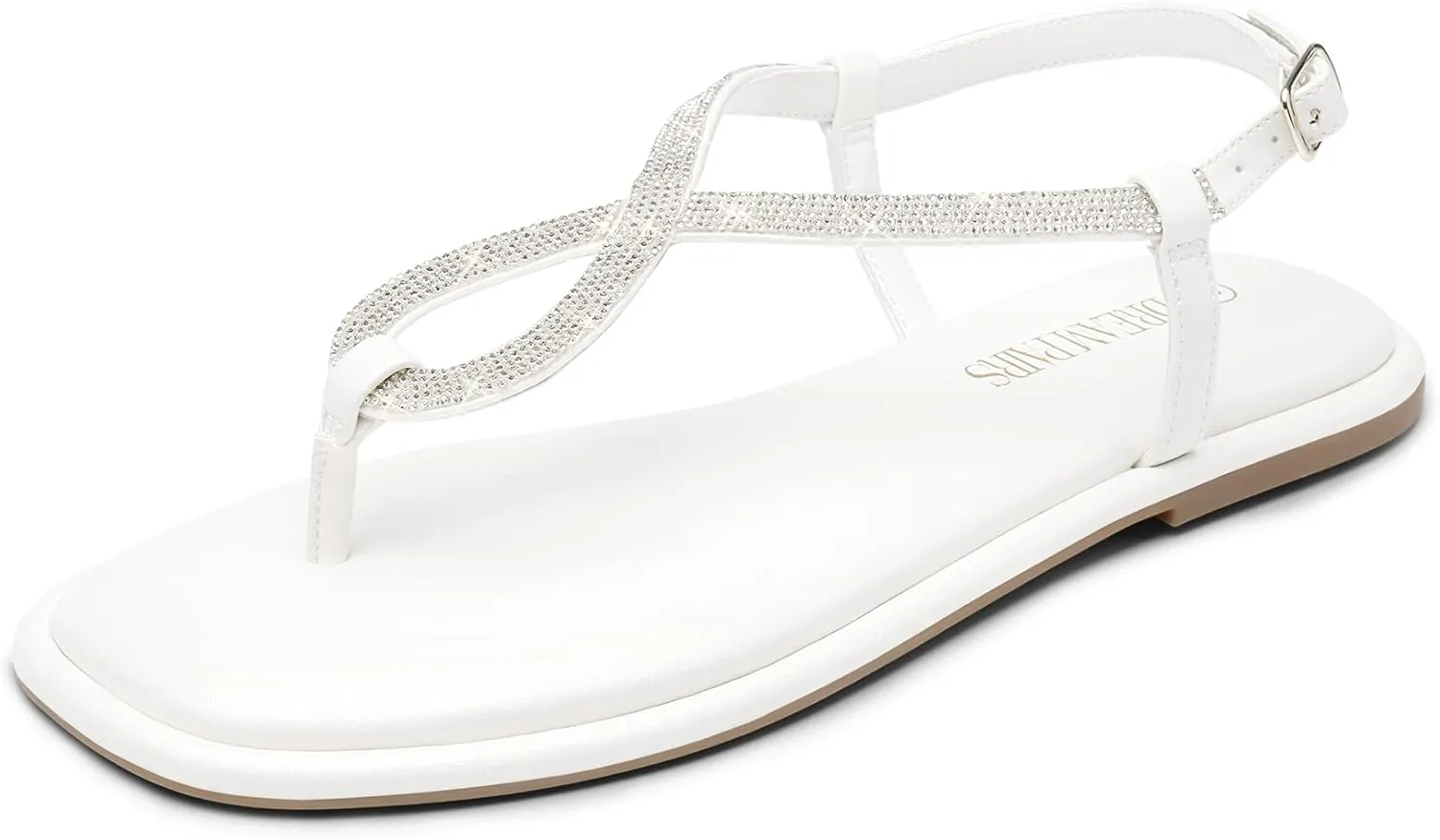 Ankle Strap for Summers Dress Casual DREAM PAIRS Women's Flat Sandals collagen microbiologist attraction protagonist compound Fashion Rhinestone Flat Sandals with 