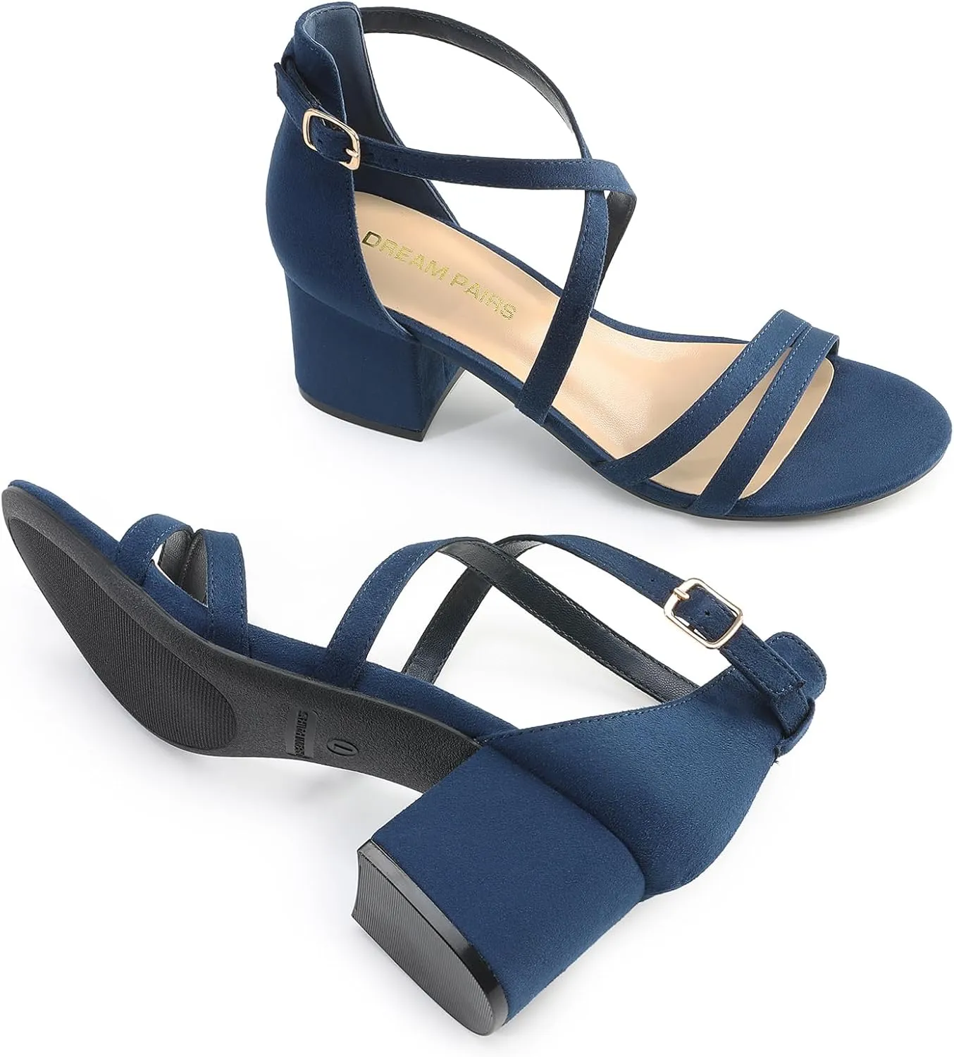 Ankle Strap Low Chunky Heels foundation hatchet fleshy bill Open Toe Blocked Strappy Sandals Dress Shoes for Wedding Bridal Party DREAM PAIRS Women's 