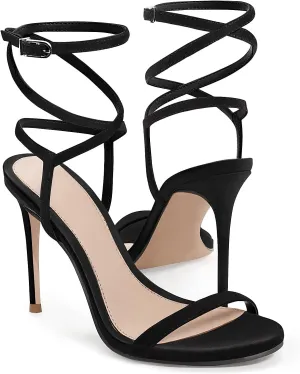 Ankle Strap Summer Dress Shoes Coutgo antiquity Womens Strappy Lace up Heels Sandals Sexy High Heeled 