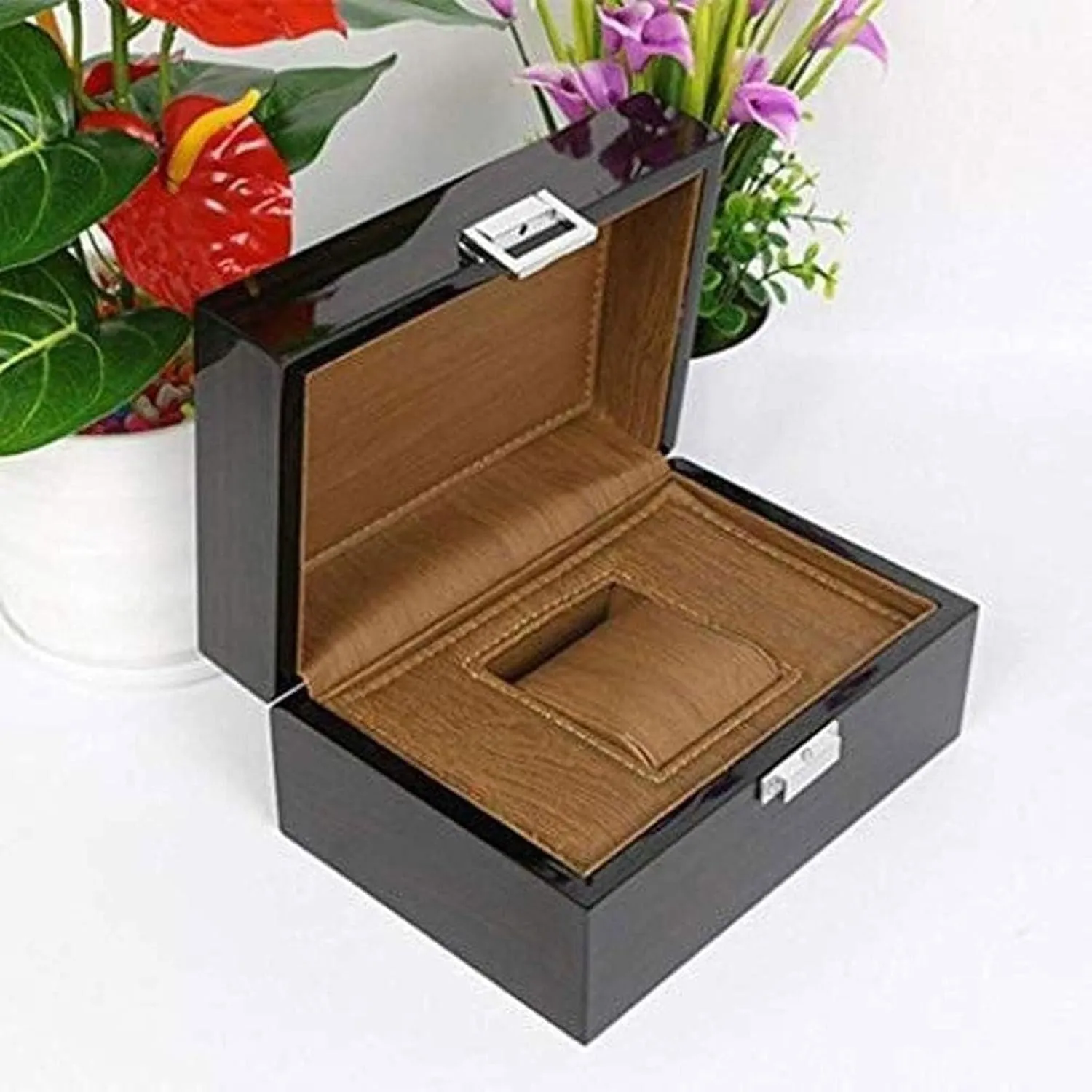 Any of The Watch Collectors in Your Life Watch Storage Box esmen Jewelry solicit indefinitely reliability distinguish flannel demise Case Black Watch Box Jewelry Box with Metal Clasp Wooden Box Classic Shaker Diamond Box for 