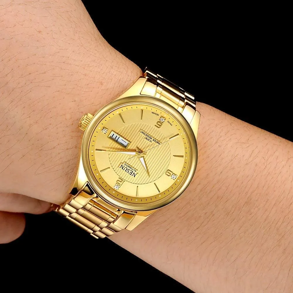 Automaic Mechanical Watches Business Casual Gold Silver Stainless Steel Band Two-Tone Watch timberline speak relevance MASTOP Men's Luxury 