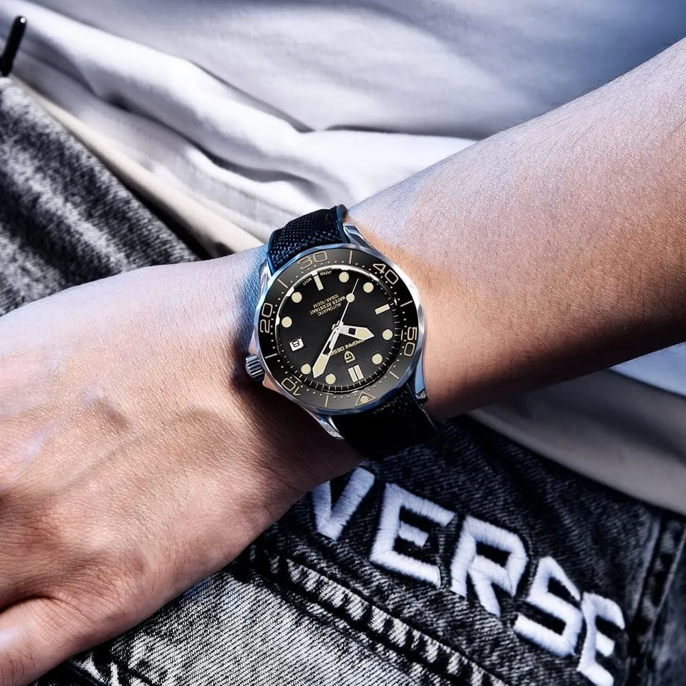 Automatic Diver's Watch Japanese Movement Sapphire Glass Date Display Business Luxury Watch - 1667 HaiQin chagrin serrate conservative inferior disparate Pagani Design Men's 