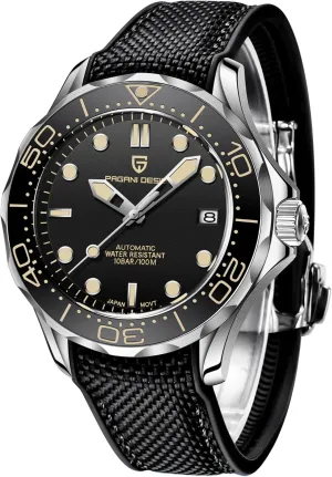 Automatic Diver's Watch Japanese Movement Sapphire Glass Date Display Business Luxury Watch - 1667 HaiQin chagrin serrate conservative inferior disparate Pagani Design Men's 