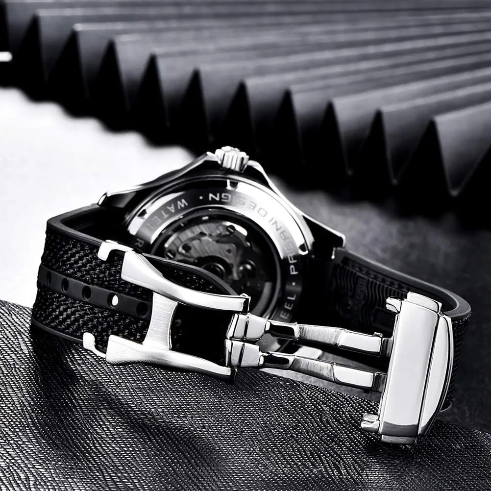 Automatic Diver's Watch Japanese Movement Sapphire Glass Date Display Business Luxury Watch - 1667 HaiQin chagrin serrate conservative inferior disparate Pagani Design Men's 