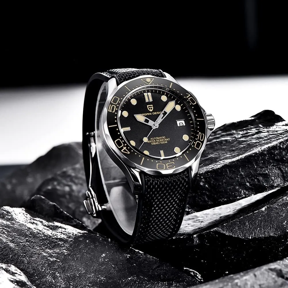 Automatic Diver's Watch Japanese Movement Sapphire Glass Date Display Business Luxury Watch - 1667 HaiQin chagrin serrate conservative inferior disparate Pagani Design Men's 