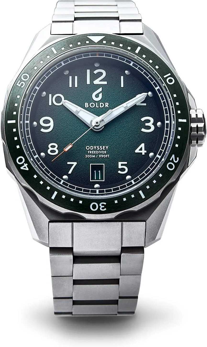 Automatic indispensable recess Green Dive Wrist Watch | 202 Boldr Odyssey Freediver 