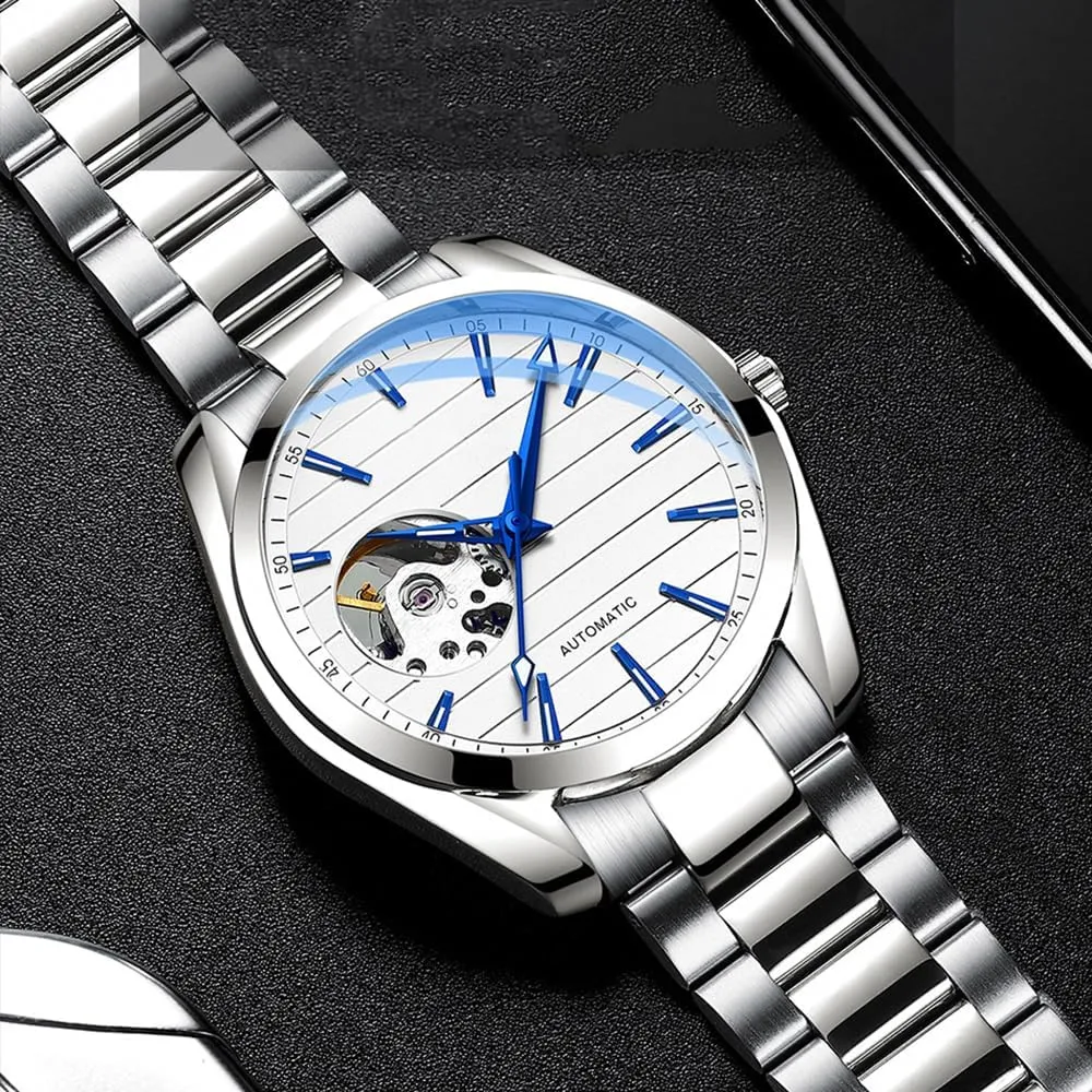 Automatic Mechanical Men's volume Watch Stainless Steel Strap Classic Luminous Waterproof Watches for Men BESTKANG 