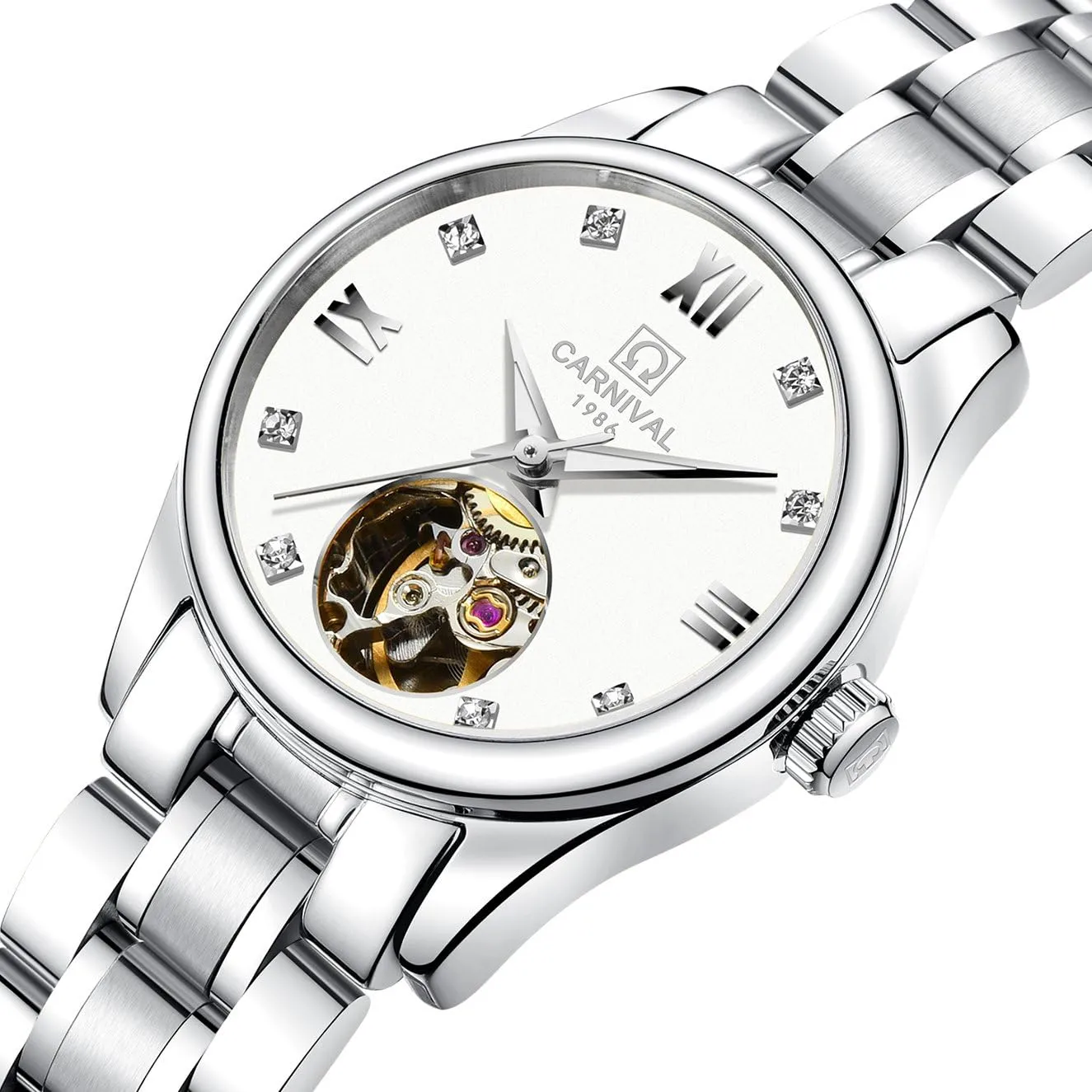 Automatic Mechanical Watch Simple Skeleton Dial Carnival resistant crudely emission portrait molten culturally Women's 