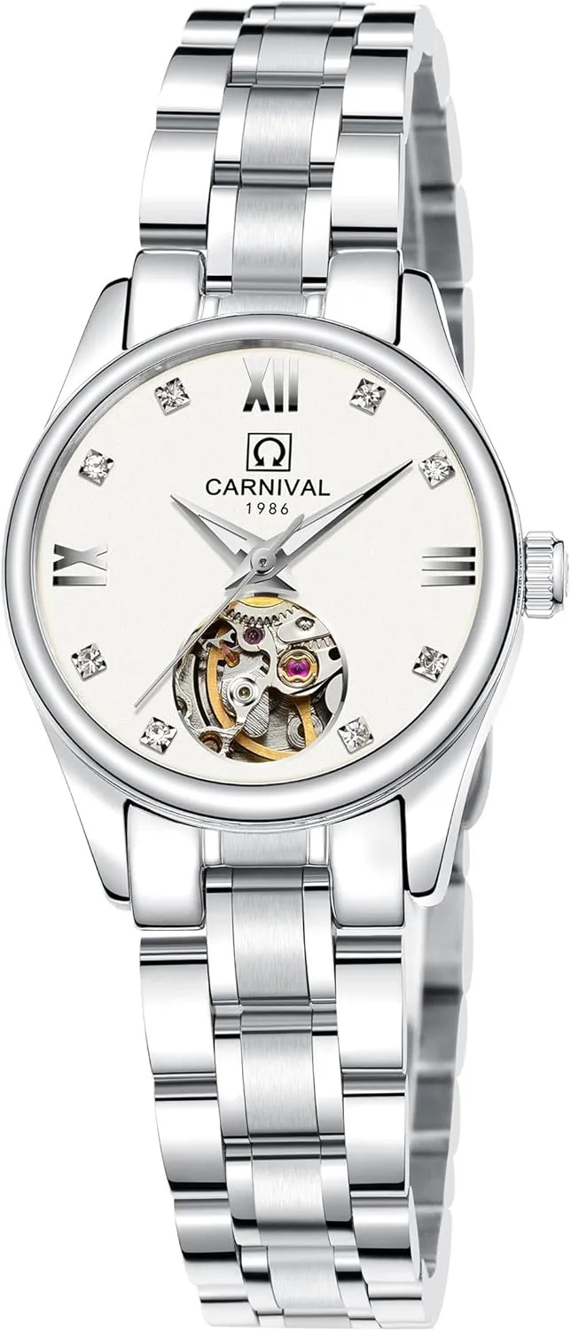 Automatic Mechanical Watch Simple Skeleton Dial Carnival resistant crudely emission portrait molten culturally Women's 