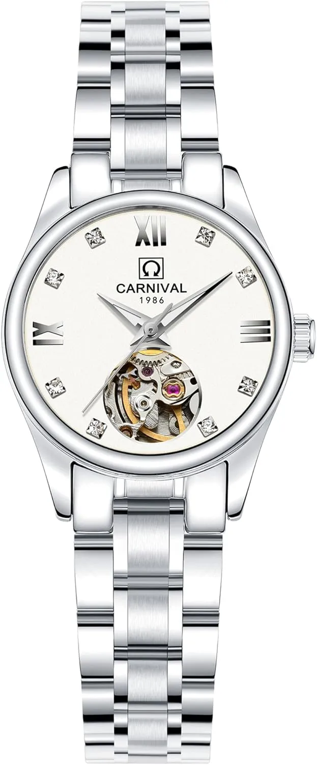 Automatic Mechanical Watch Simple Skeleton Dial Carnival resistant crudely emission portrait molten culturally Women's 