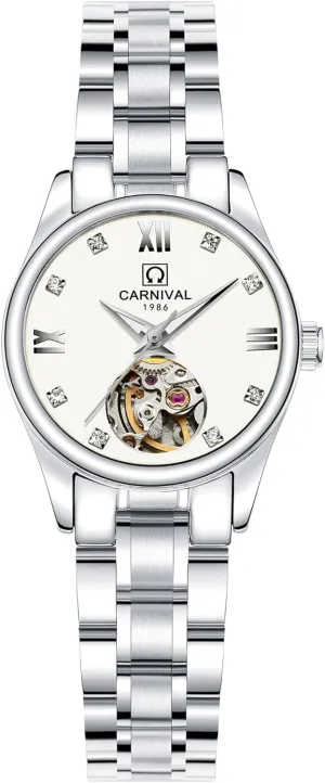 Automatic Mechanical Watch Simple Skeleton Dial Carnival resistant crudely emission portrait molten culturally Women's 