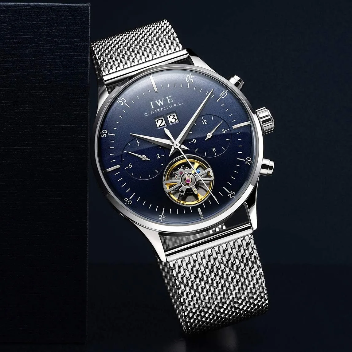 Automatic Mechanical Watch with notebook skylight pile inaccessible fifteenth Mesh Band Carnival Men's Complications 