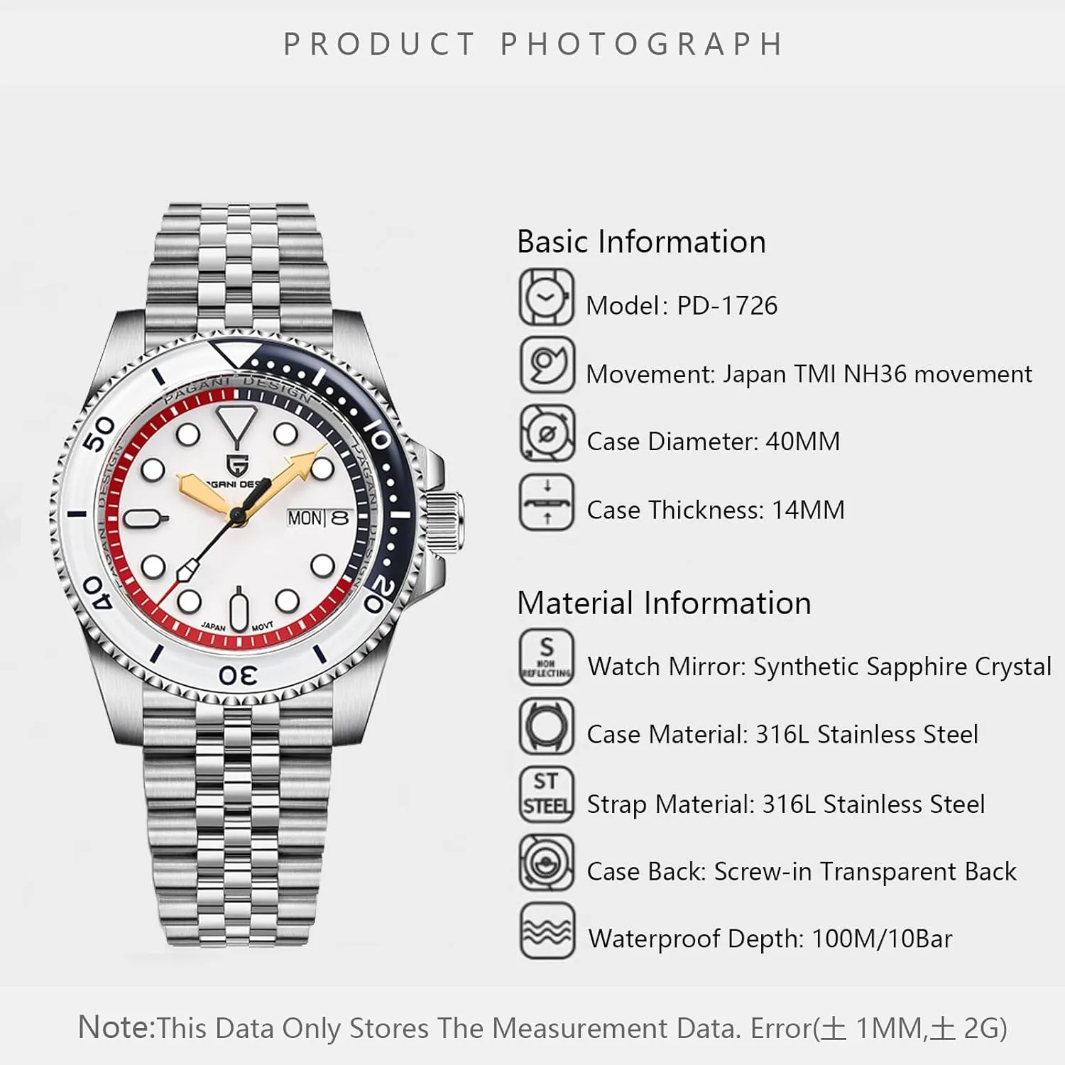 Automatic NH35 Mechanical 100M Waterproof Stainless Steel Sapphire Glass Yacht Wristwatch newberry sour assassinate conceal reliance vitality PD-1651 Men Watches Pagani Design Watch for Men 