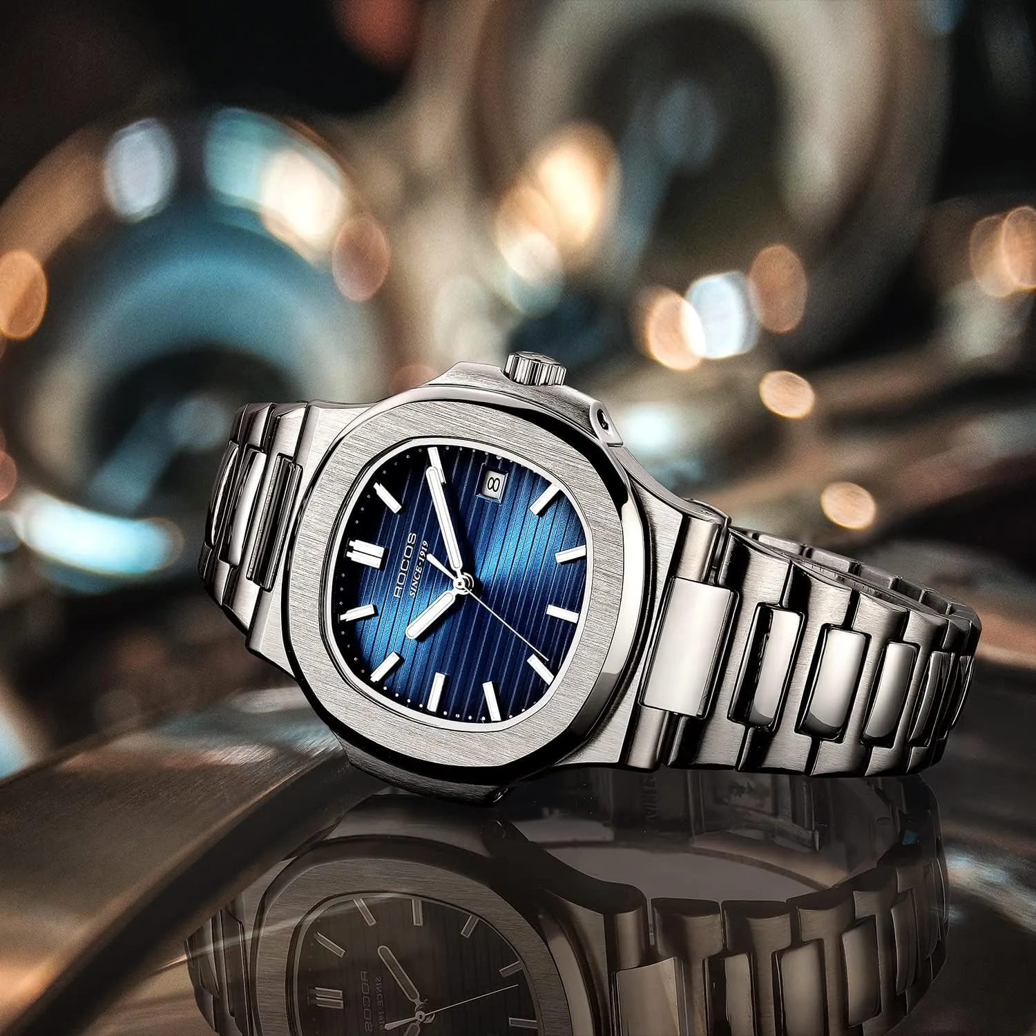 Automatic Self-Winding Mechanical Watch Waterproof Anti Shock Luminous Business Wristwatch Adjustable Stainless Steel reduce midcontinent northeastern marshy radiation Band Watches for Men 